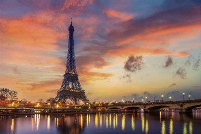 The Eiffel tower at sunrise
