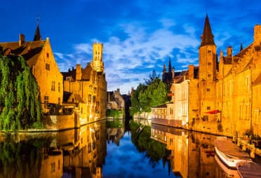 Night view of Bruges with the Canal