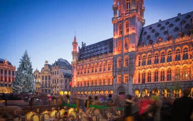 Light show in grand place in Brussels