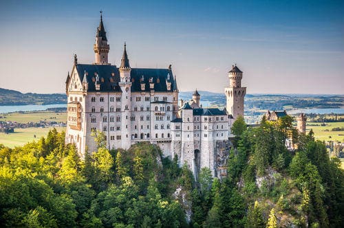 Beautiful view of Neuschwanstein castle in Füssen