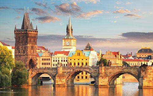 Beautiful view of the Charles Bridge in Prague