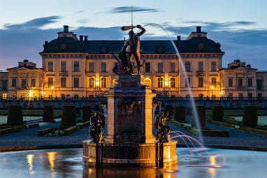 View of Drottningholm palace in the evening