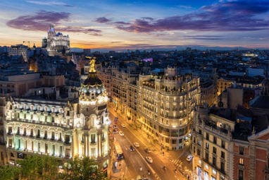 TOP 5 Europe Winter Destinations | The street where Gran via and Alcala street meet in Madrid, Spain