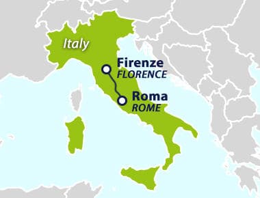 Popular train route from Rome to Florence