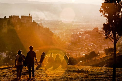 Scenic view of Granada at sunset