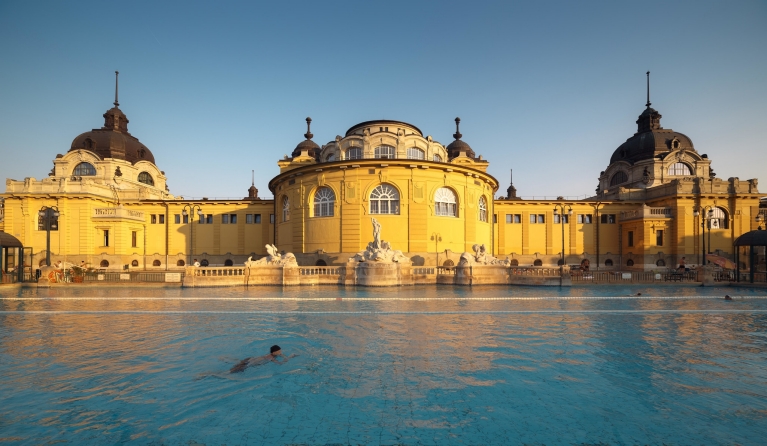 Swimmer in Széchenyi spa baths, Budapest