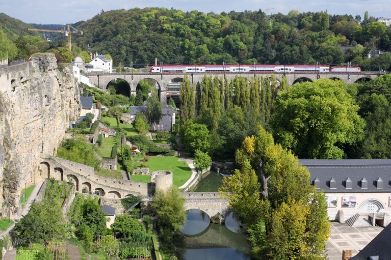 Train arriving in Luxembourg city