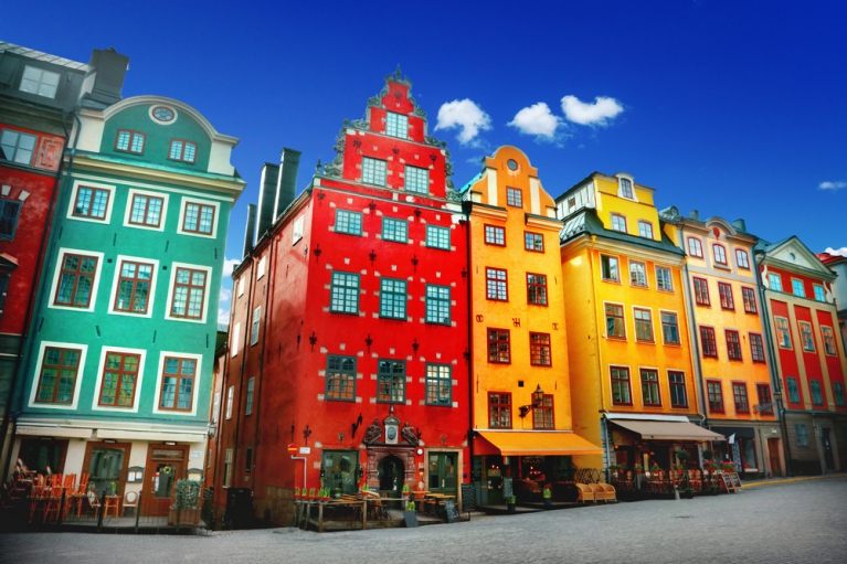 Colorful buildings in Stockholm